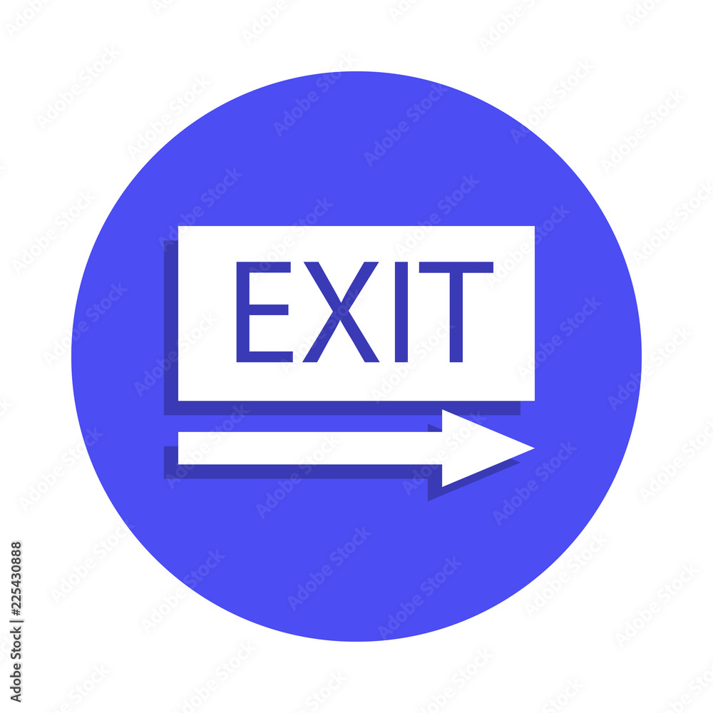 Poster exit icon in badge style. one of fire guard collection icon can be used for ui, ux