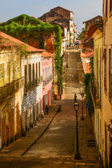 Rua do centro histórico de São Luís - obrazy, fototapety, plakaty