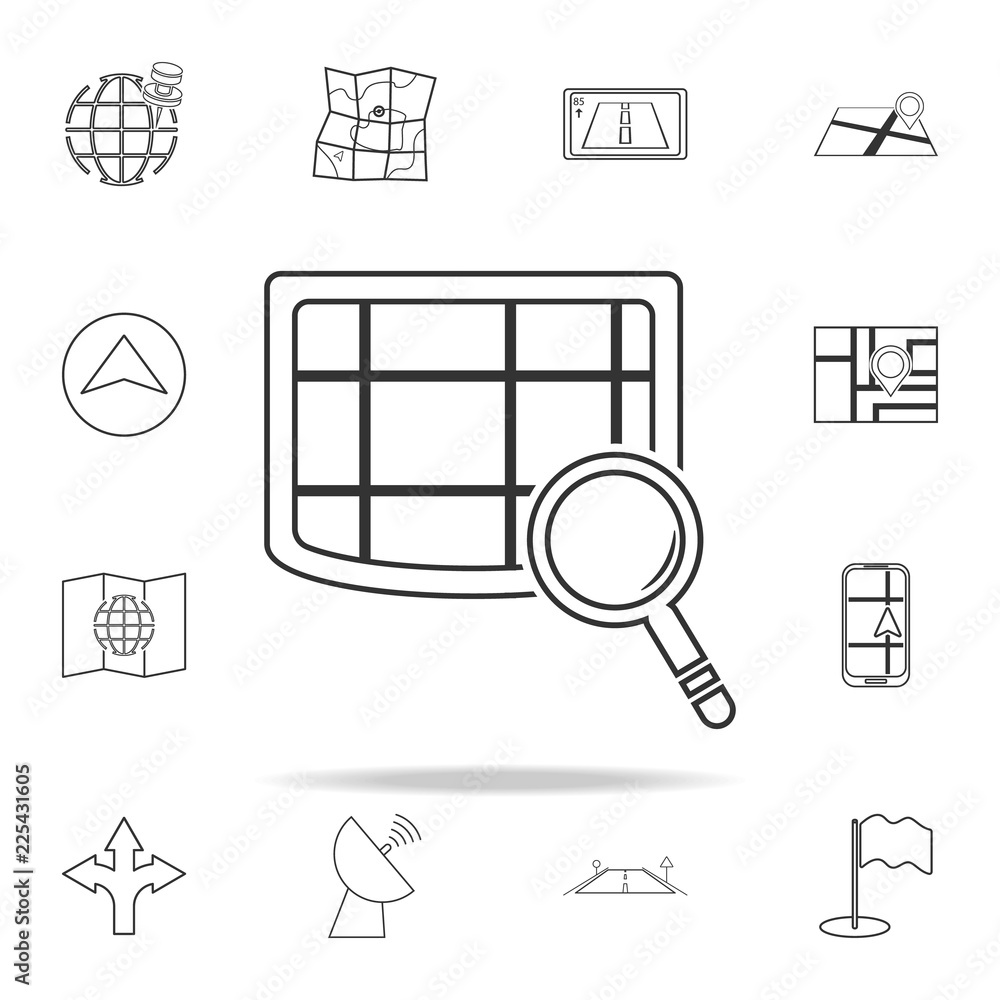 Poster magnifier on the navigator icon. navigation icons universal set for web and mobile
