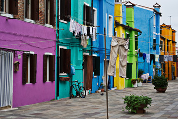 Fototapeta na wymiar View of the colorful houses in Burano Island in Venice, Italy.