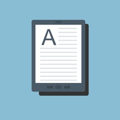 E-book vector icon in flat style. E-reader symbol Isolated on a light background. Electronic or kindle book concept.