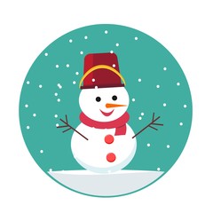 Snowman icon in flat style. Stock vector illustration.
