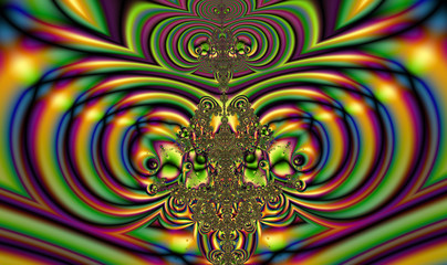 Abstract digital artwork. Liquid golden metallic fractal pattern. Fractal graphics technology.