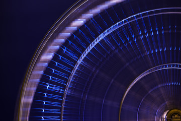 long exposure ferris wheel on the night sky background, close-up