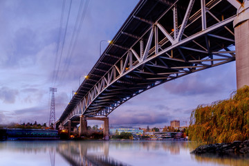 Bridge over Seattle river waterway park ,Washington, USA,