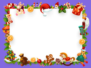 Obraz na płótnie Canvas Christmas greeting card blank frame decorations
