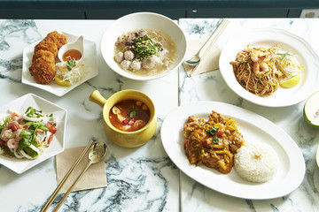 Various Thai food background 