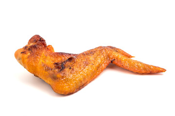 Grilled chicken wing on white background