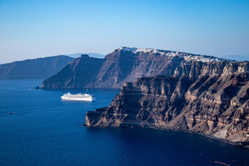 Cruise ships in Caldera, Santorini Greece