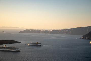 Cruise ships in Caldera, Santorini Greece