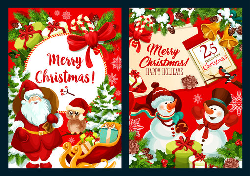 Merry Christmas holidays vector greeting card