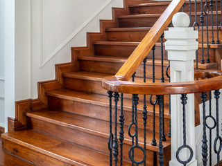 Classic vintage staircase in contemporary house