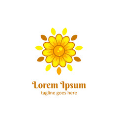 Yellow Sunflower fresh logo icon symbol illustration vector