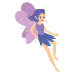 Obraz na płótnie Canvas young pretty angelic purple fairy girl flying with magic