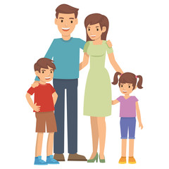 Happy Family with Children standing together