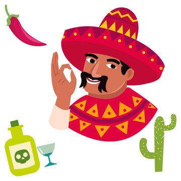 Funny cartoon character of mexican men