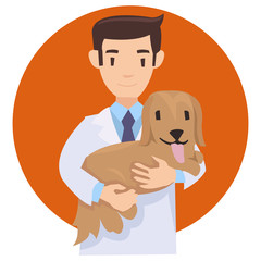 Vector illustration of man with cute dog