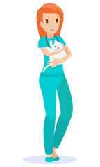 Young women with pet cat