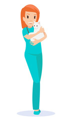 Young women with pet cat