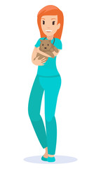 Cartoon of women with her dog