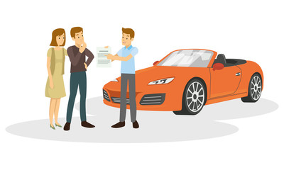 Salesman are offer to customer about the car are he sale