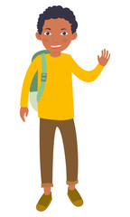 Black Young male Student waving his hand