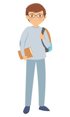 Young male Student wearing glasses