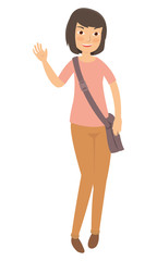 Happy Young female Student went study