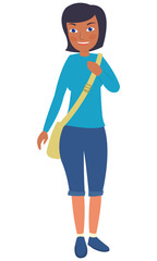 Young african american female Student go to school