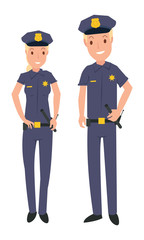 Male and Female Police Officer in cartoon style