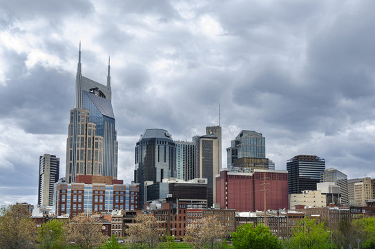 Nashville Skyline On A Cloudy Day