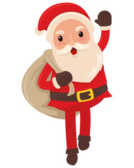 Happy santa claus delivering present for christmas