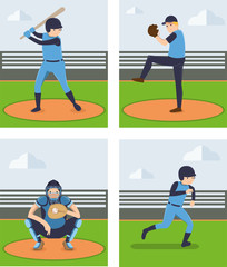 Sets of baseball player vector