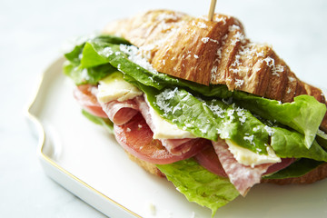 Ham and cheese croissant sandwich 