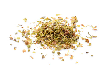 dried oregano spice isolated on white background