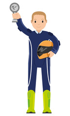 Male racer wins at first place on racing championship