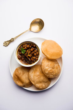 Chole puri or chana masala with fried poori