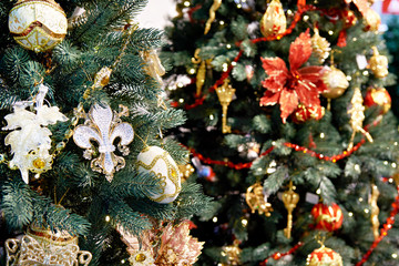 Decorative toys on Christmas tree