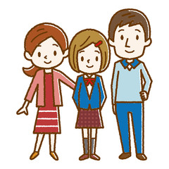 幸せ家族　手描き風