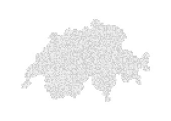 Fototapeta na wymiar Abstract map of the Switzerland created from dots pixels art style. Technology and communication network map concept. Vector illustration