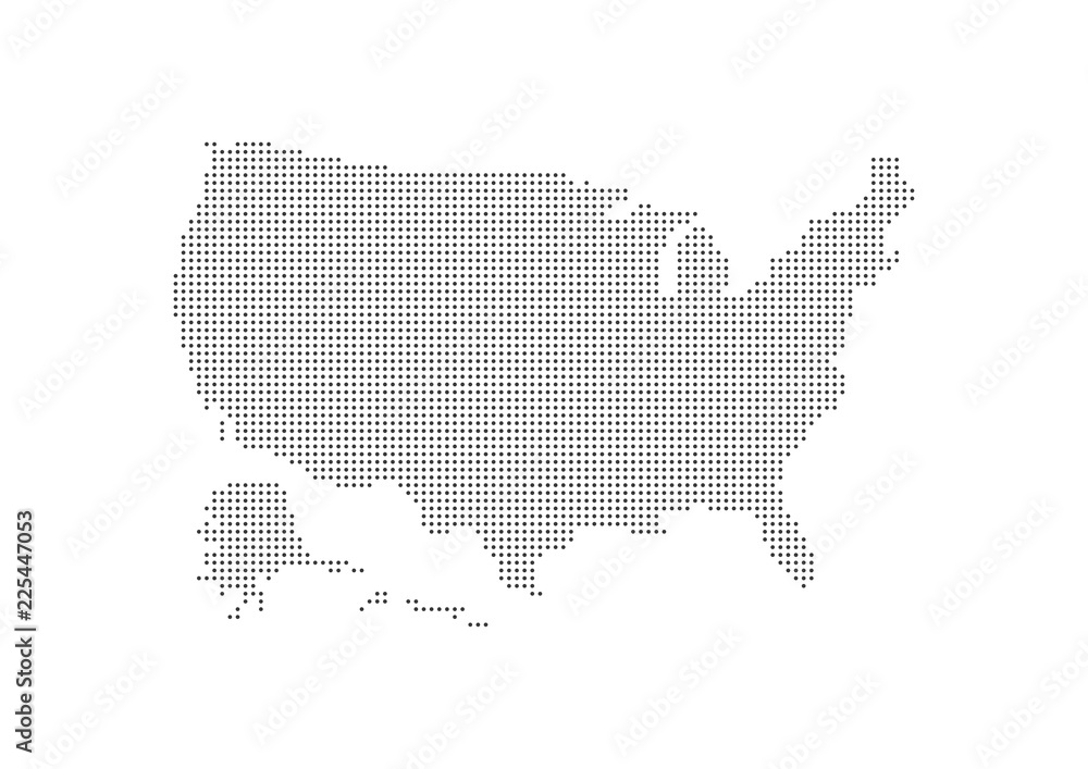 Poster abstract map of the united states created from dots. technology and communication network map concep
