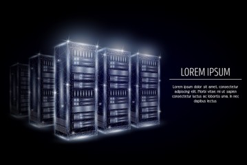 Hosting server vector geometric polygonal art style design