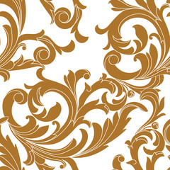 Golden vintage seamless pattern, ornament. Vector.