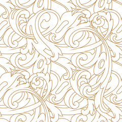 Golden vintage seamless pattern, ornament. Vector.