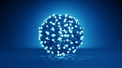 Bunch of glowing spheres abstract 3D render illustration