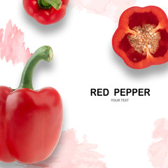 Creative layout made of Red pepper isolated on white
