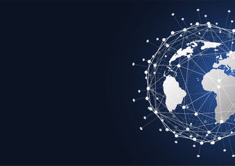 Global network connection. World map point and line composition concept of global business. Vector Illustration