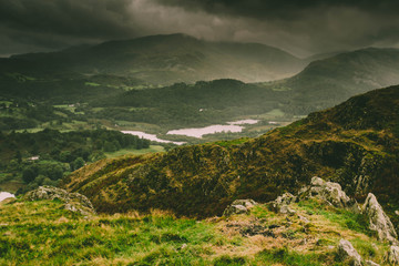 Fototapeta premium Landscape view from Loughrigg fell in the Lake District