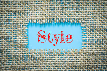 Text Style on paper blue has Cotton yarn background you can apply to your product.