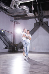 Attractive young man having a good moment with her kizomba partner. Female elegance